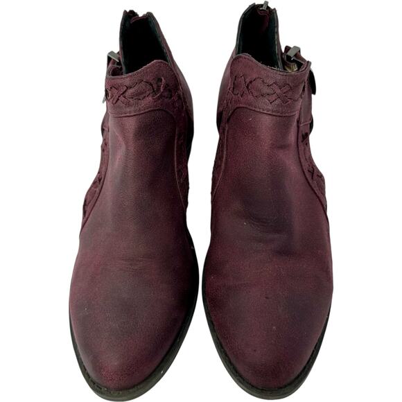 Not Rated Ankle Booties Womens 9 Burgundy Cutout Faux Leather Whimisgoth - Picture 6 of 15